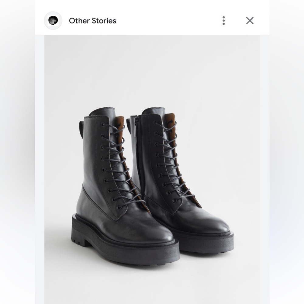 & Other Stories Black lace up combat boots